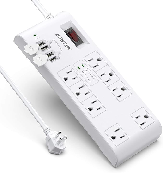 6‑Outlet Surge Protector 2000J with USB